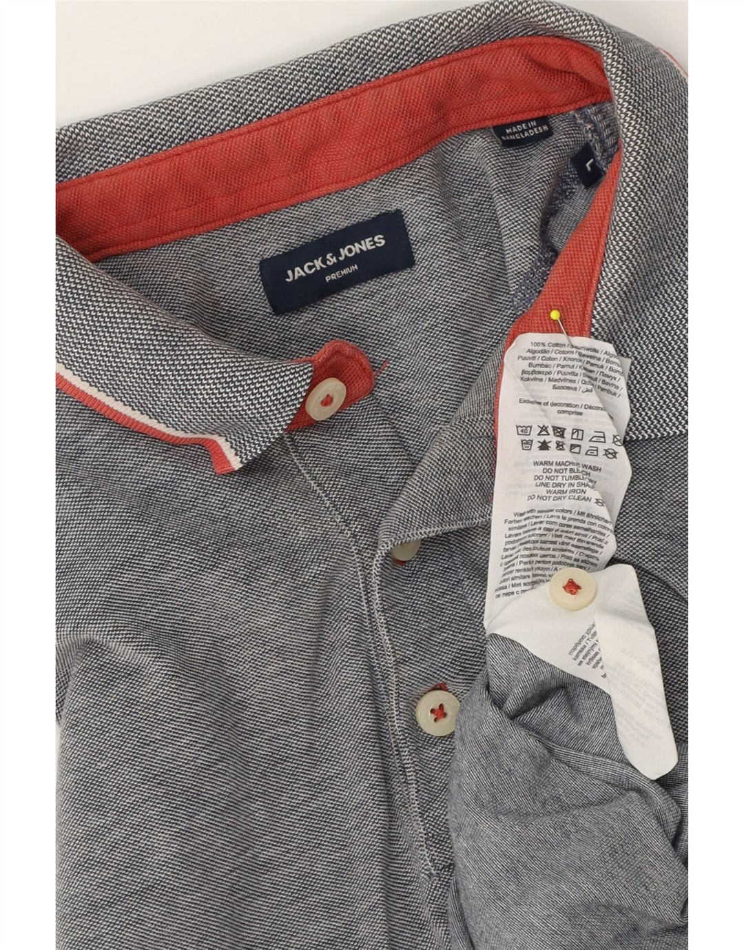 Jack & Jones Polo Homme Large Gris Moucheté Coton