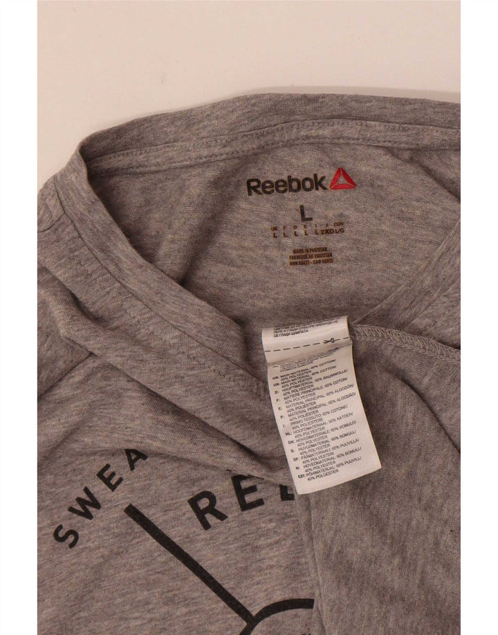 Reebok T-Shirt Graphique Homme Large Gris Coton