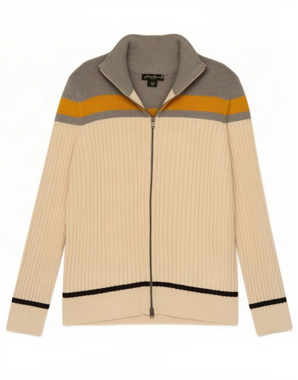 Eddie Bauer Pull Cardigan pour Femme UK 20 2XL Beige Colorblock Coton