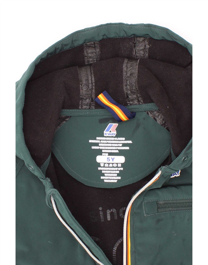 K-Way Veste coupe-vent à capuche pour garçon 4-5 ans Vert Polyester
