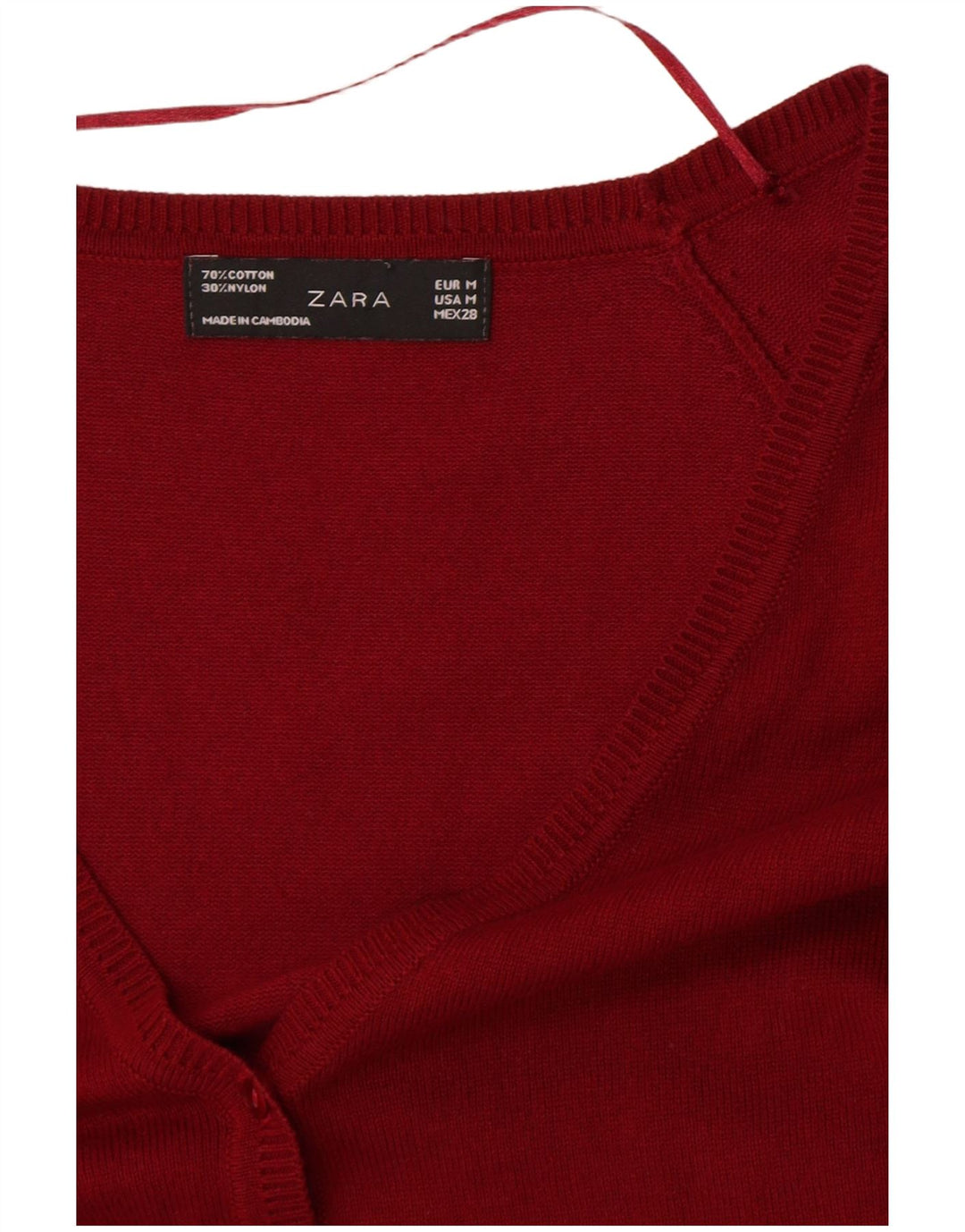 Zara Femme Pull Cardigan Rouge Moyen Coton