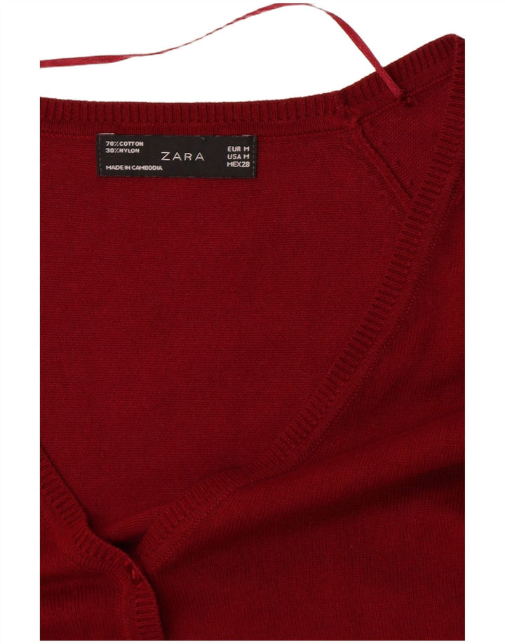 Zara Femme Pull Cardigan Rouge Moyen Coton