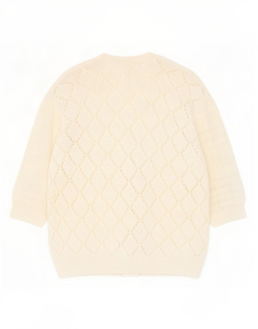 vintage Femmes Voir à travers Cardigan Pull UK 14 Moyen Blanc Moucheté