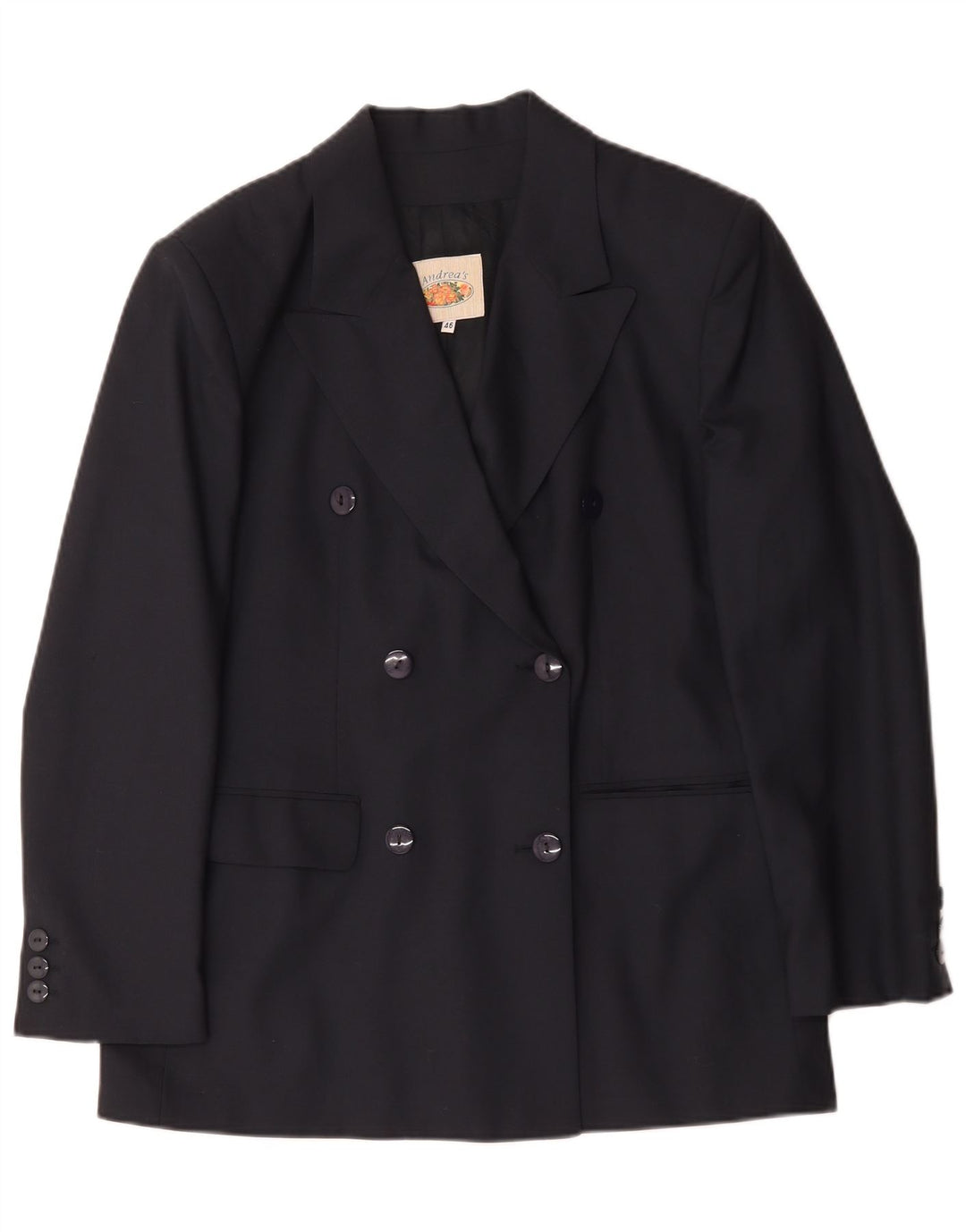 ANDREA'S Veste Blazer Croisée Femme IT 46 Large Bleu Marine