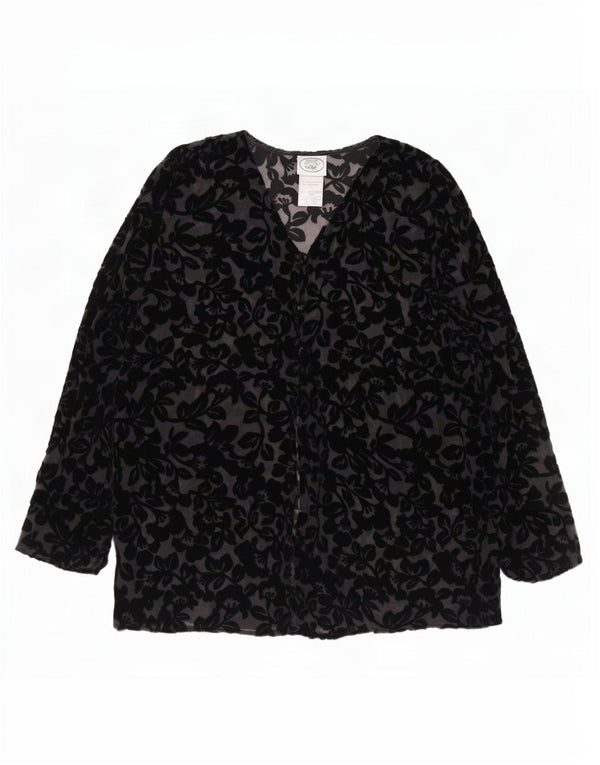 Laura Ashley Chemisier transparent pour femme UK 16 Grand noir floral