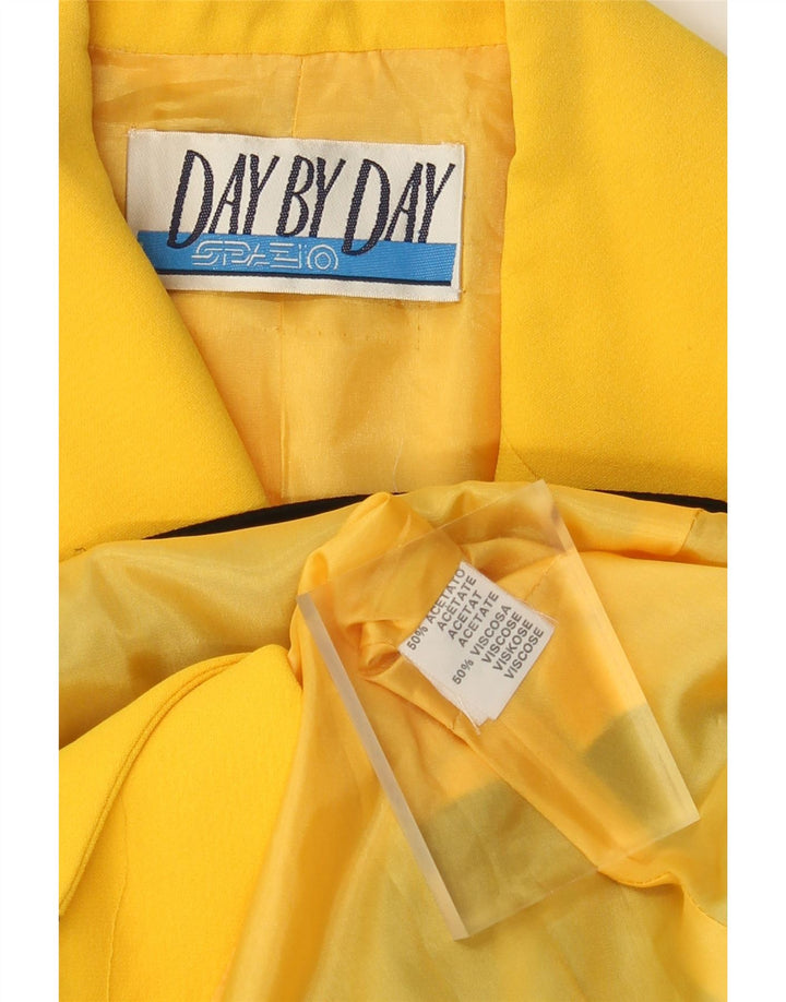 vintage Femme 3 Bouton Blazer Veste UK 14 Medium Yellow Colourblock