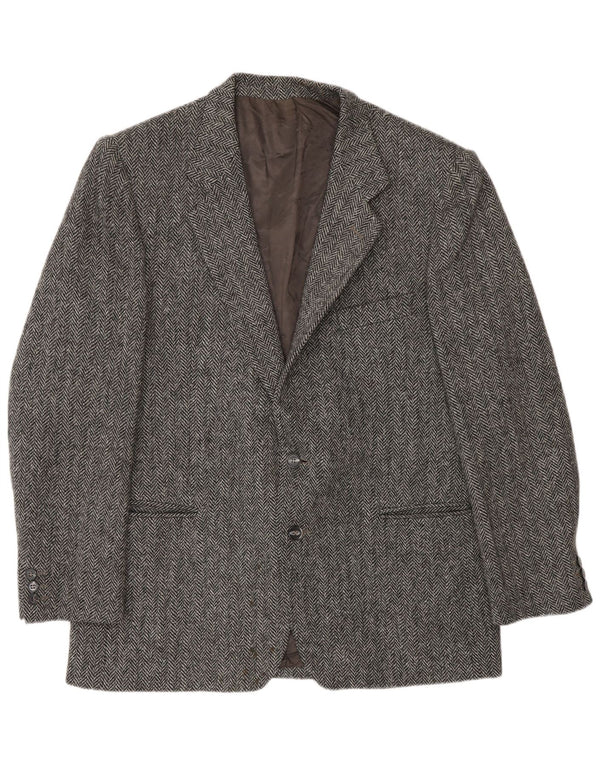 Lanificio Campore Veste Blazer 2 Boutons pour Homme UK 40 Grand Gris à Chevrons