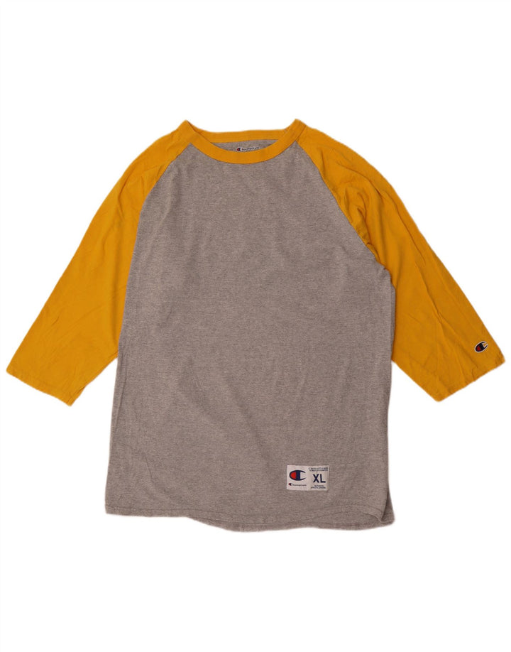 CHAMPION Haut Homme Manches Longues XL Gris Colorblock Coton