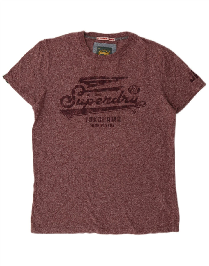 Superdry T-Shirt Graphique Femme Large Maroon Flecked Cotton