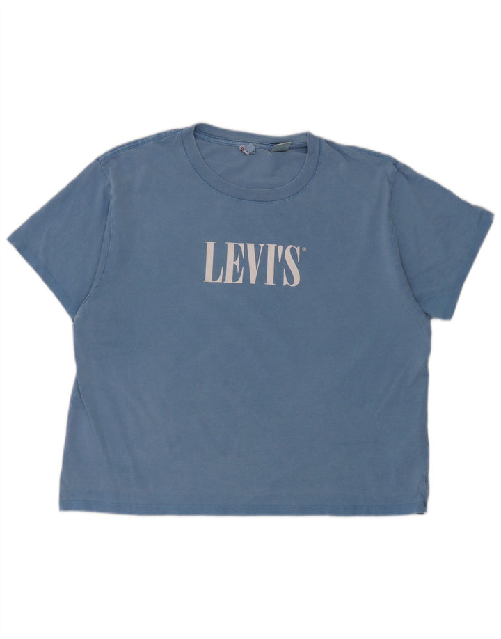 Levi's T-Shirt Graphique Femme UK 14 Bleu Moyen Coton