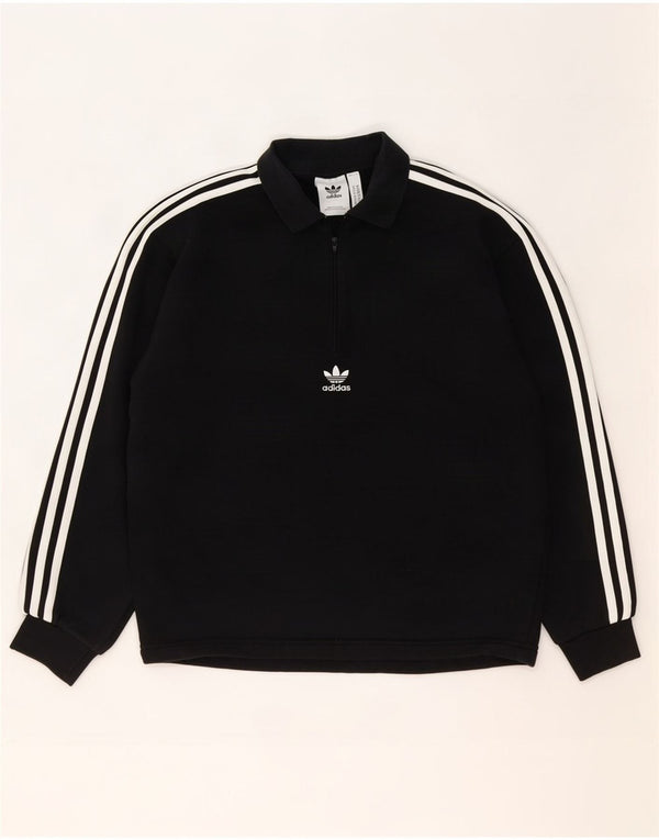 Adidas Sweat-shirt à col polo pour homme en coton noir moyen