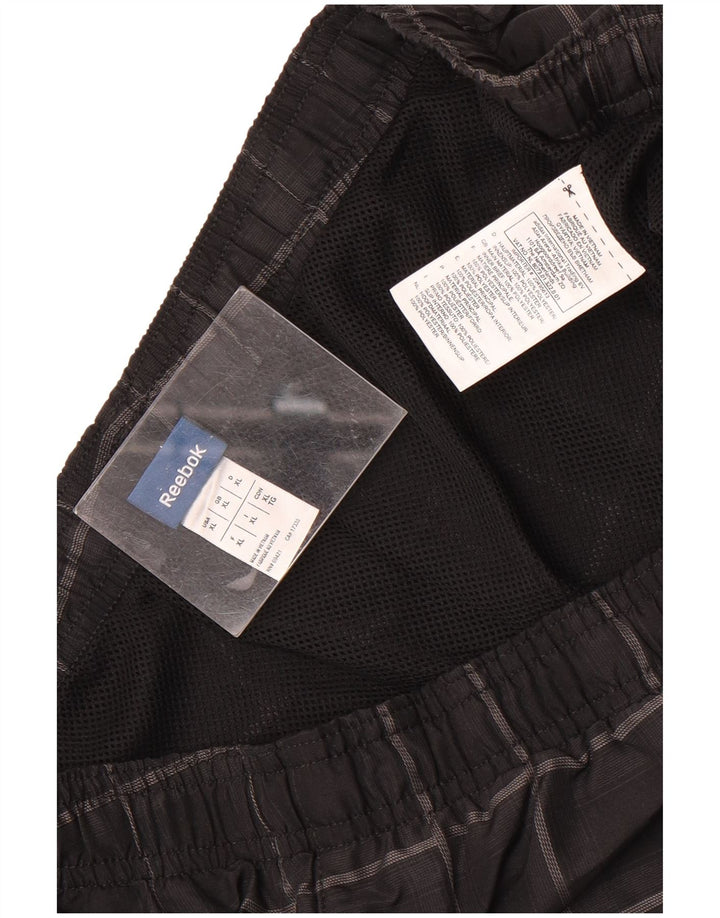 Reebok Short de Sport Homme XL Noir Check Polyester