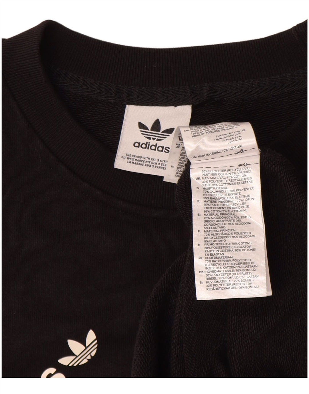 ADIDAS Sweat-shirt graphique pour femme UK 14 Grand coton noir