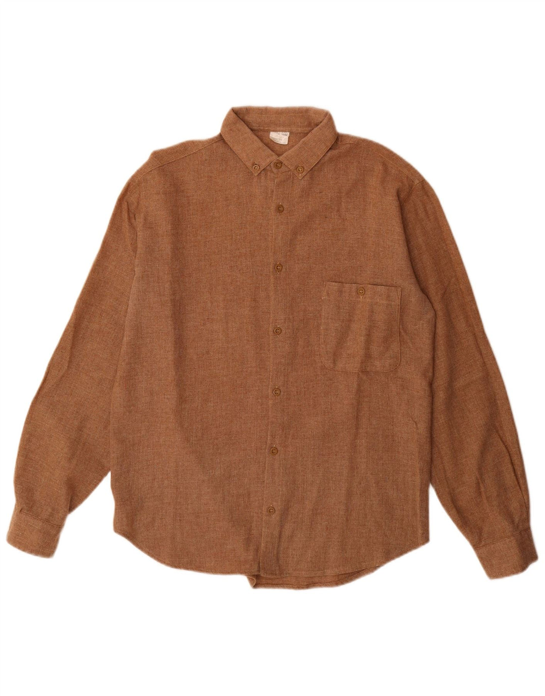 vintage Chemise Homme Taille 39 Polyester Brun Moyen