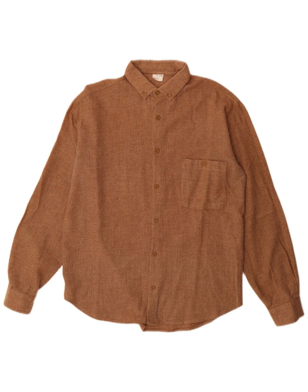vintage Chemise Homme Taille 39 Polyester Brun Moyen