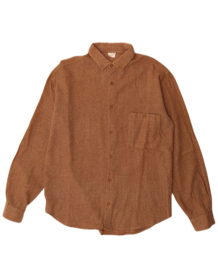 vintage Chemise Homme Taille 39 Polyester Brun Moyen