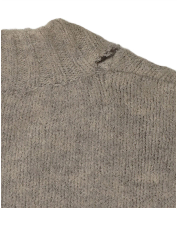 Zara Pull surdimensionné à col en V pour femme UK 10 Petit Acrylique Gris