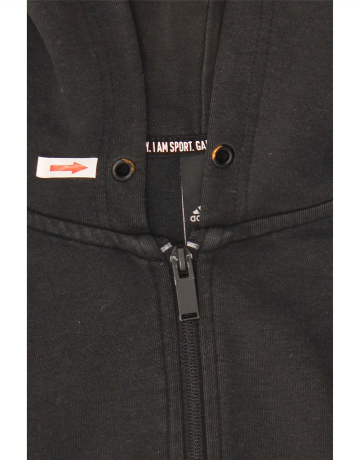 Adidas Pull à capuche zippé pour homme en coton noir moyen