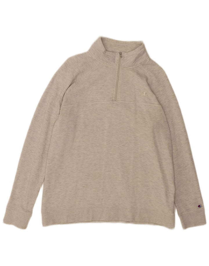 CHAMPION Sweat-shirt à col zippé pour homme, grand coton moucheté gris
