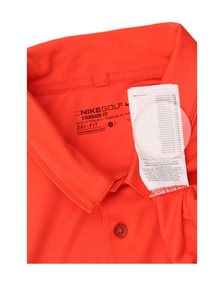 Nike Polo Dri Fit pour homme Large en polyester color block orange