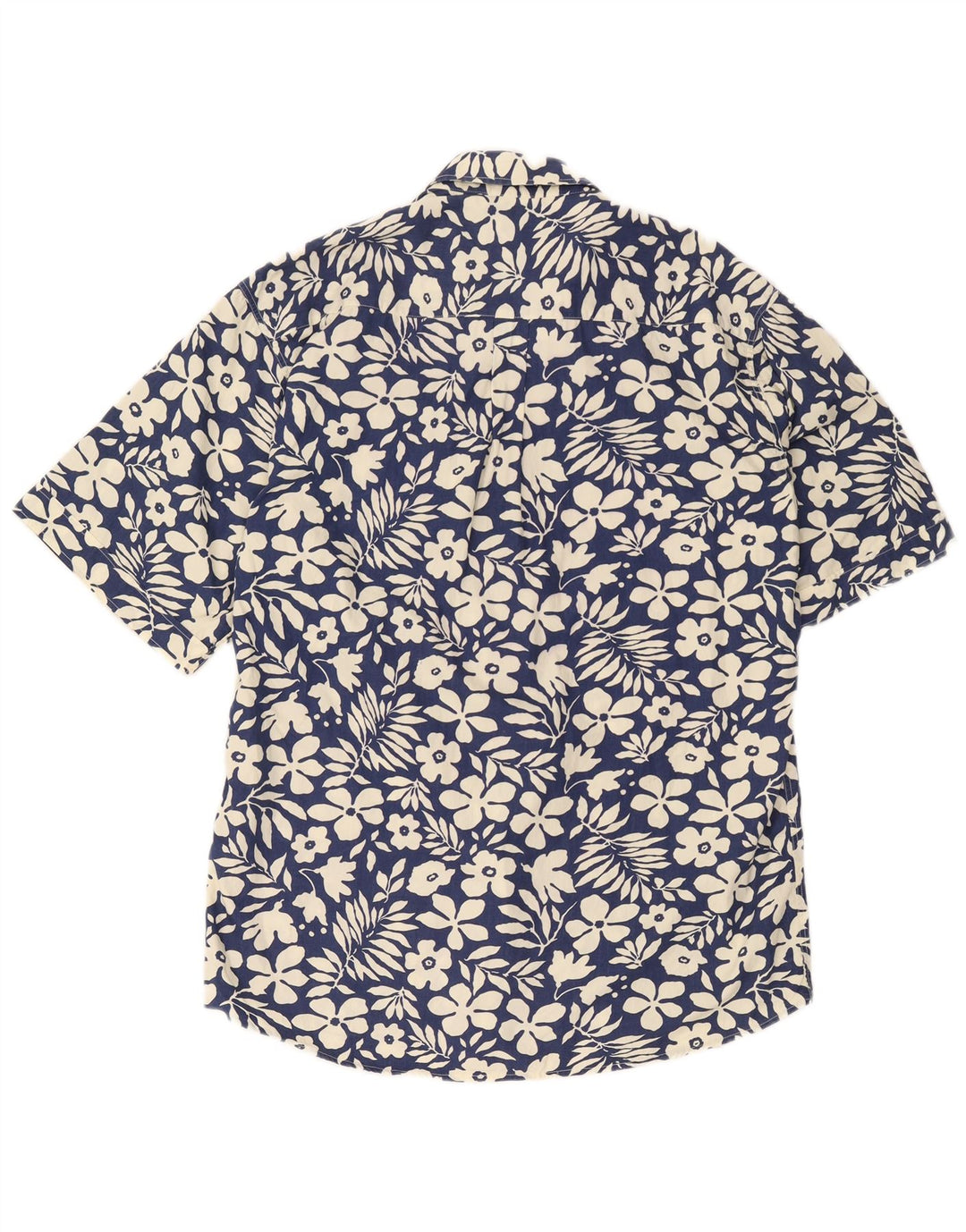 vintage Chemise à manches courtes pour hommes Bleu marine moyen Floral