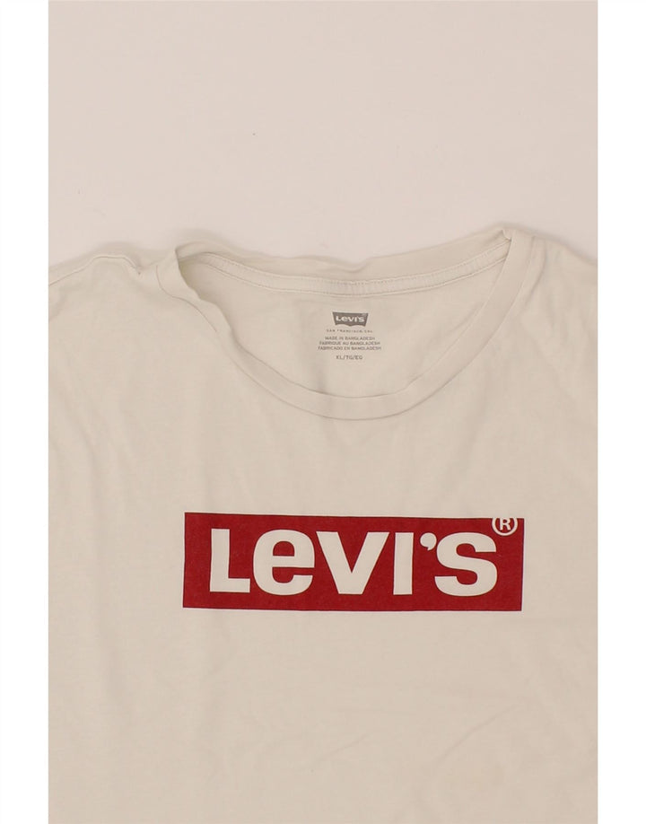 LEVI'S Mens Graphic T-Shirt Top XL White Cotton Vintage Levi's and Second-Hand Levi's from Messina Hembry 