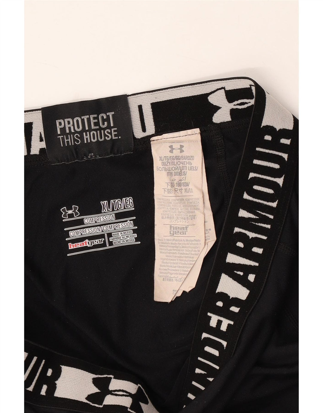 UNDER ARMOUR Legging graphique Heat Gear pour femme UK 18 XL Noir Colourblock