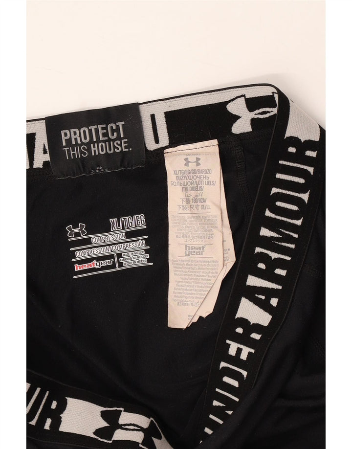 UNDER ARMOUR Legging graphique Heat Gear pour femme UK 18 XL Noir Colourblock