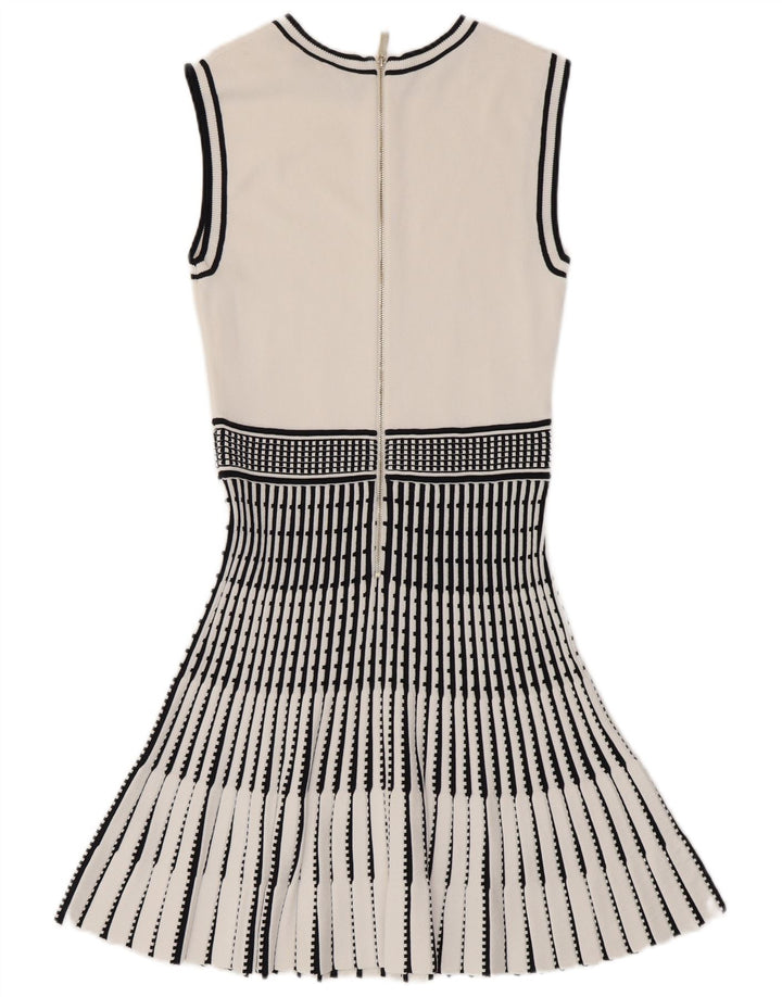 Ted Baker Robe sirène sans manches pour femme Taille 2 Petit Rayé Blanc