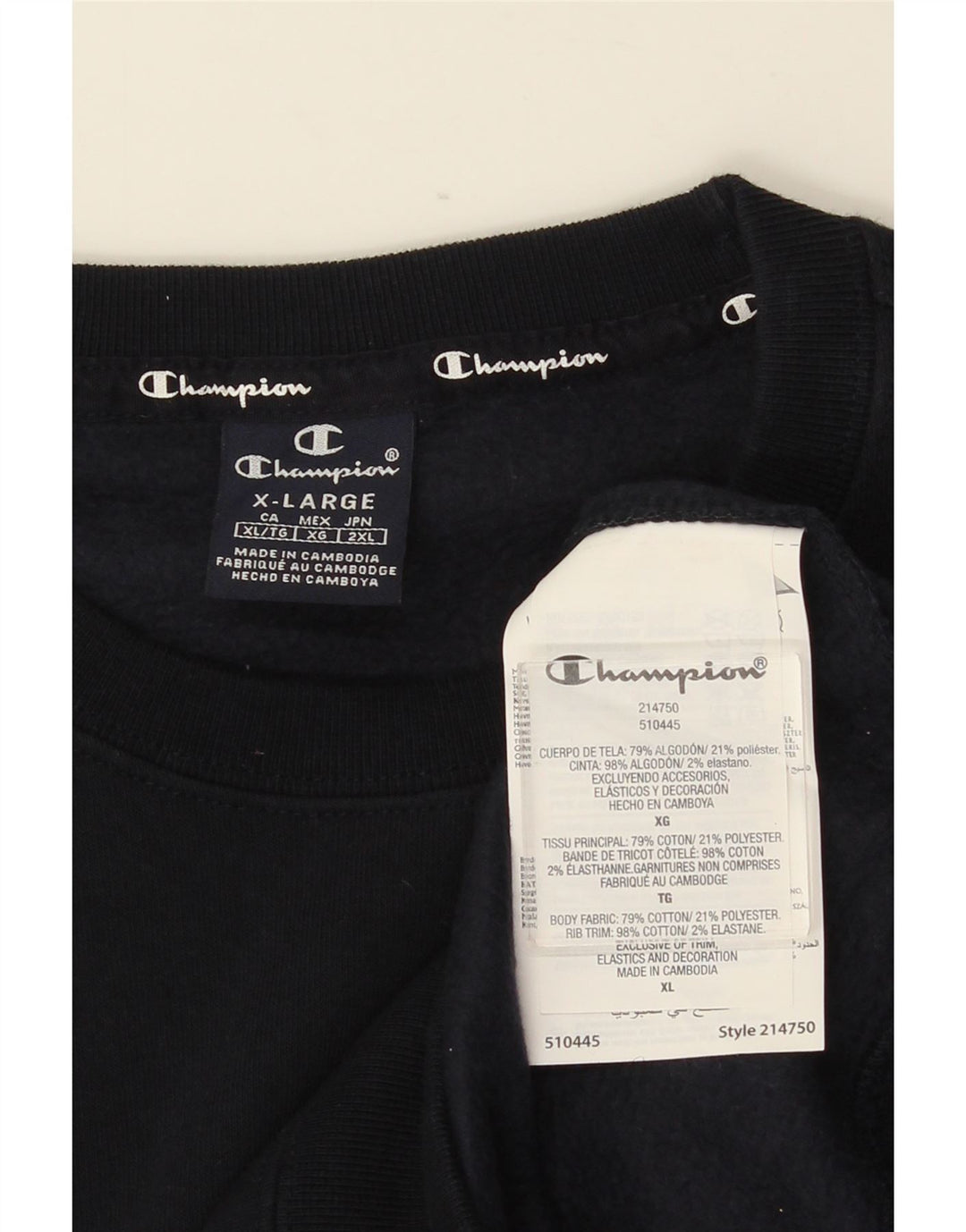 Champion Sweatshirt Jumper XL Bleu Marine Coton Homme