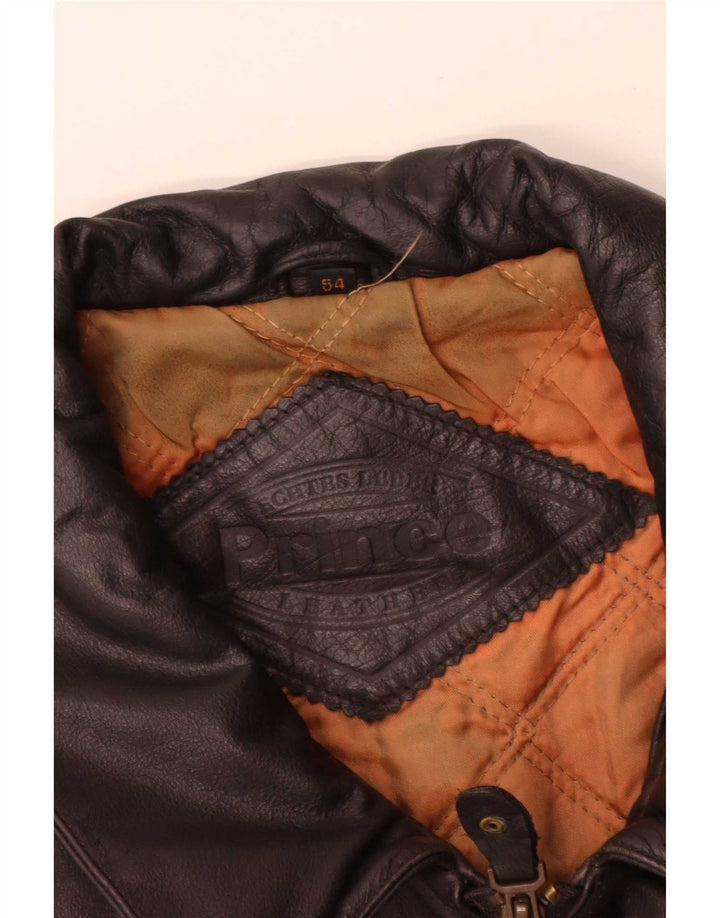 Prince Gilet en Cuir Homme IT 54 2XL Noir