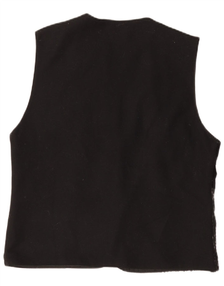 gilet femme vintage UK 14 Medium Black Patchwork