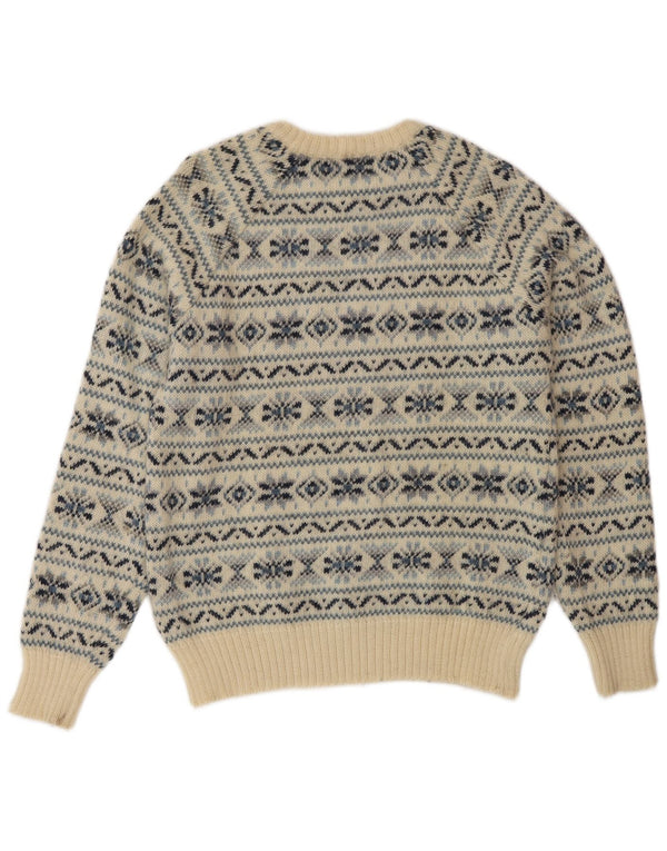 Silvy Pull col rond pour homme IT 48 Beige moyen Fair Isle