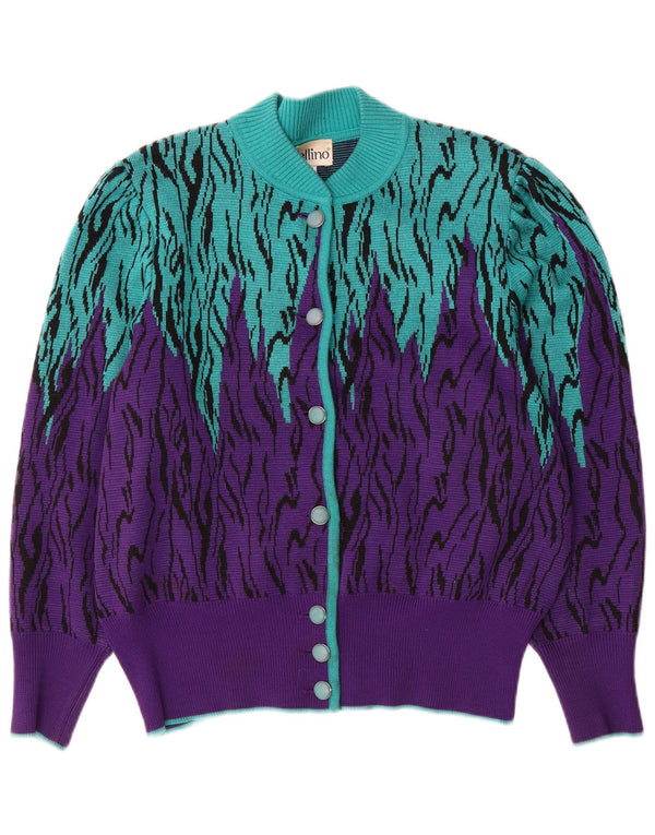 Bellino Womens Regular Fit Cardigan Sweater UK 16 Large Violet Colorblock