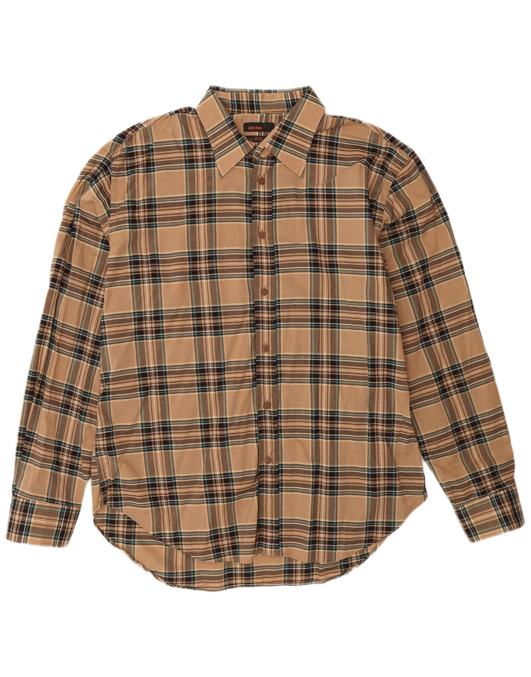 Zara Chemise Homme 2XL Beige Plaid Coton