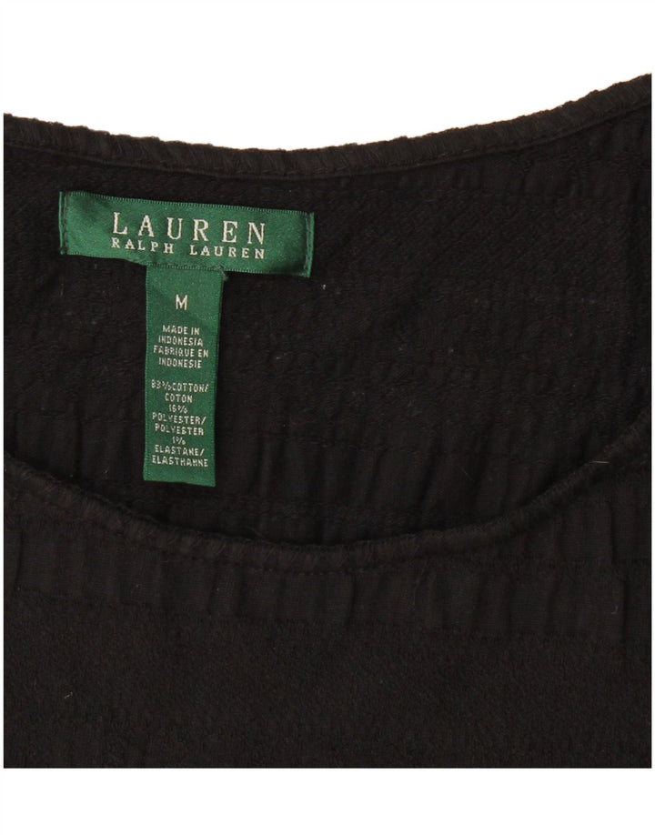 RALPH LAUREN Chemisier Femme Top UK 12 Moyen Noir Coton