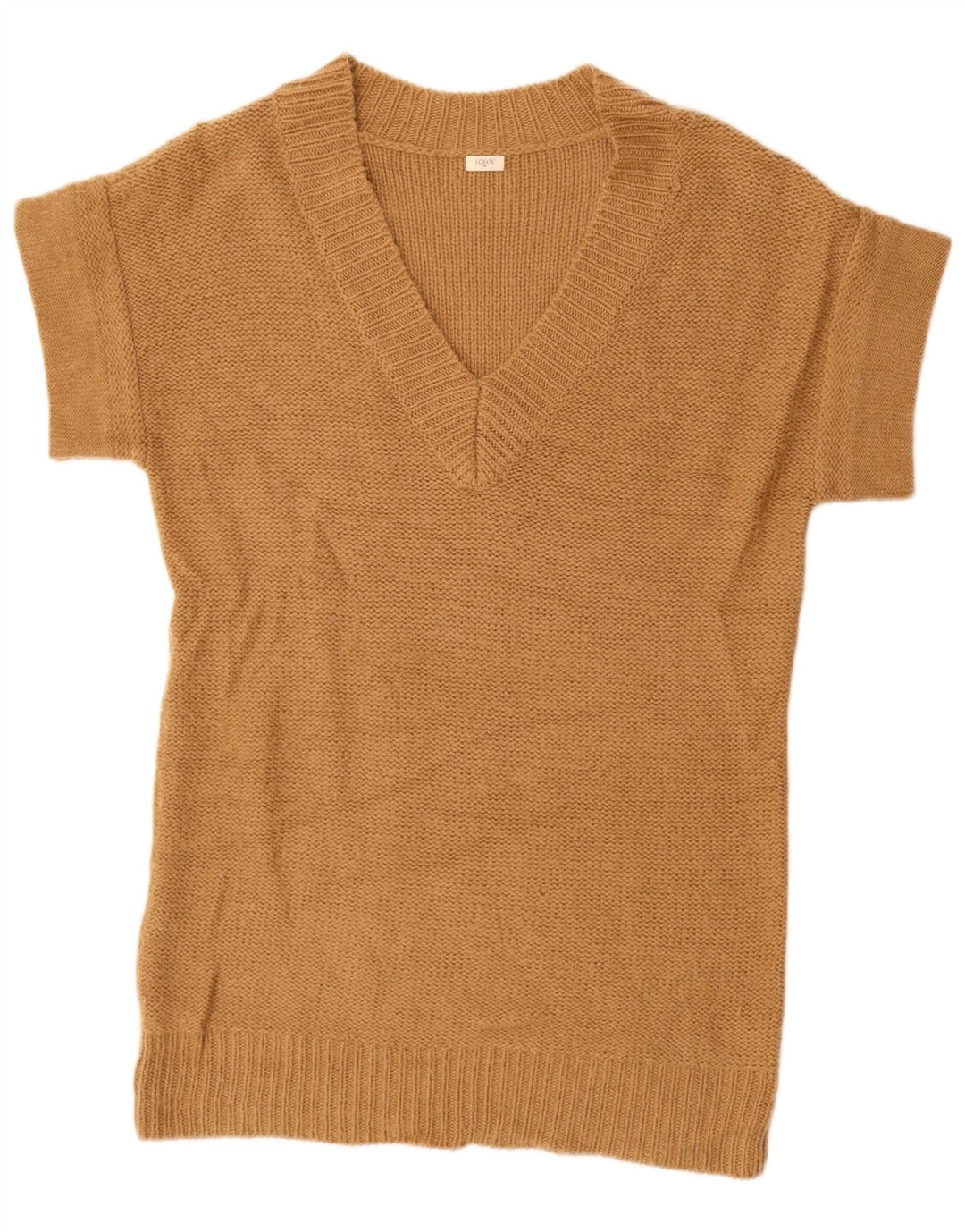 J. CREW Pull long à col en V pour femme UK 12 Beige moyen