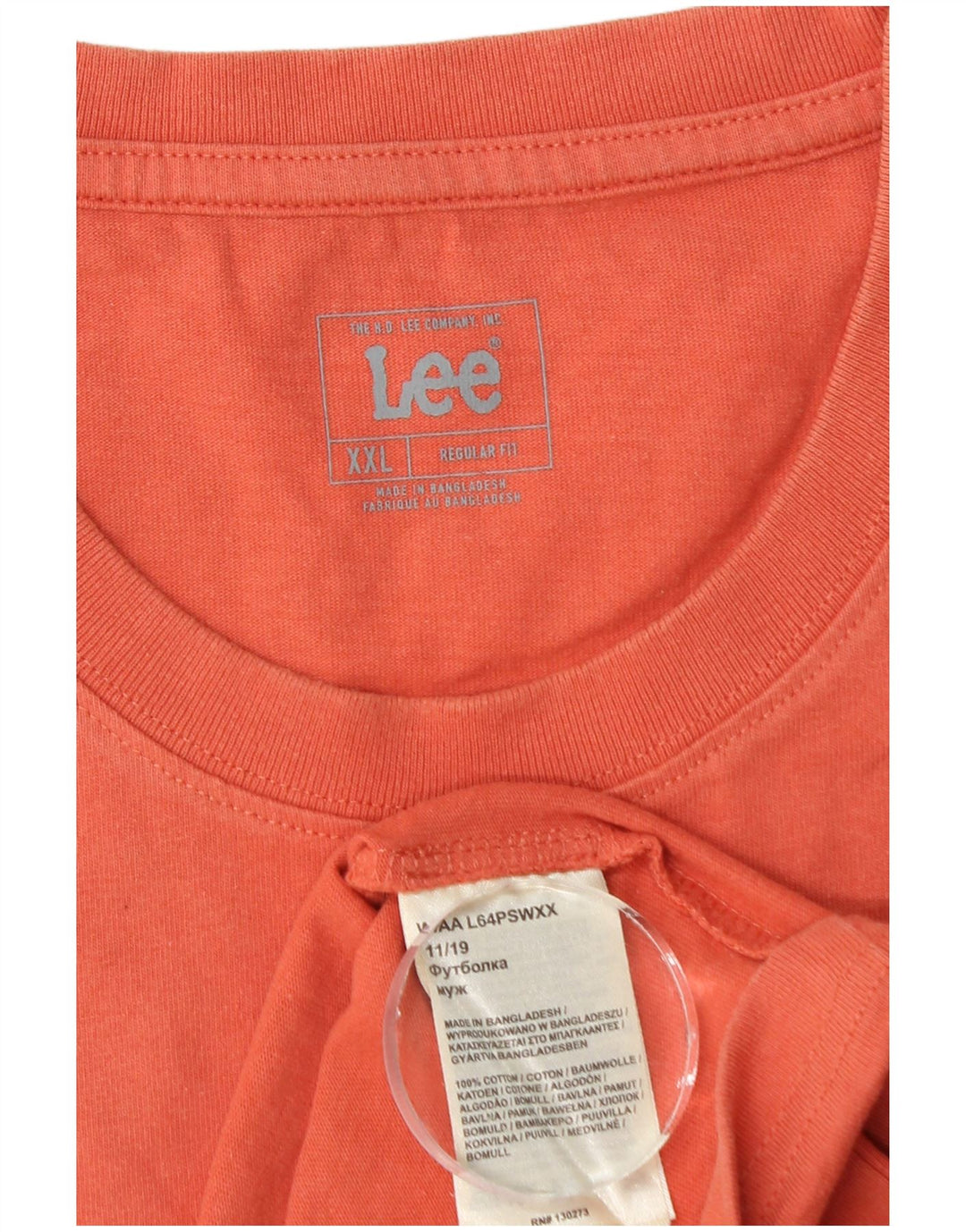 Lee T-Shirt coupe régulière pour hommes, haut 2XL, coton orange