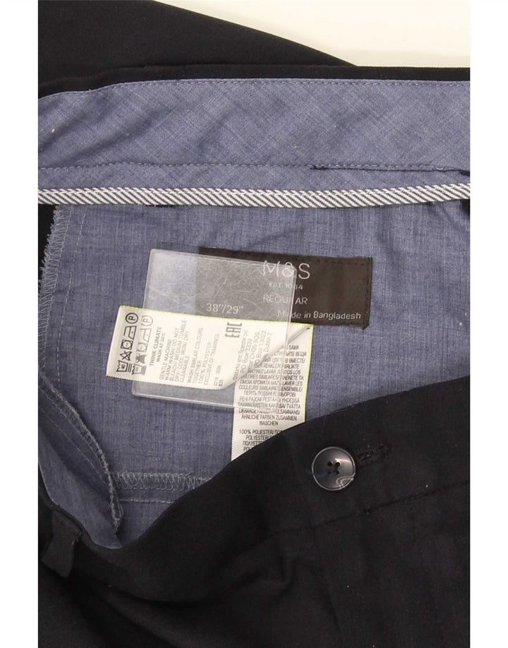 Marks & Spencer Pantalon Chino Regular Homme W38 L29 Bleu Marine Polyester
