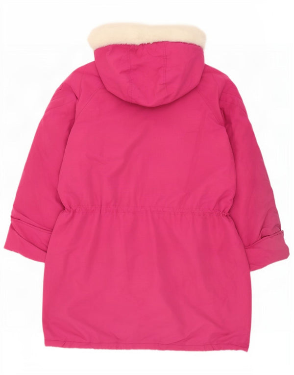 vintage Femmes À Capuchon Surdimensionné Parka Veste UK 16 Grand Rose Polyester
