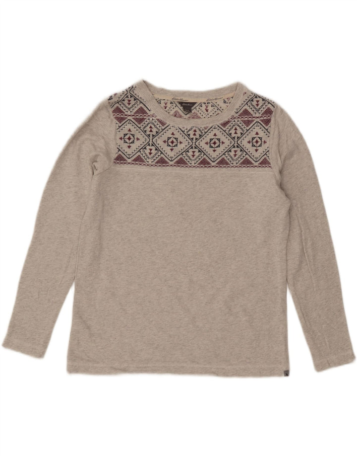 EDDIE BAUER Sweat-shirt surdimensionné pour femme UK 10 Petit Gris Fair Isle
