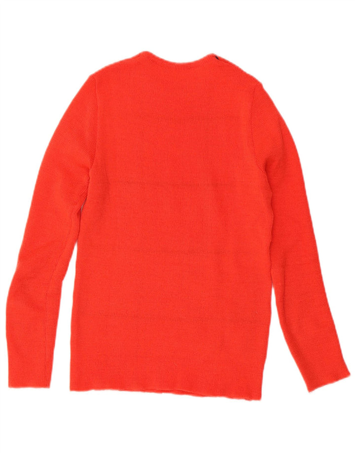 vintage Womens Crew Neck Jumper Pull UK 8 Petit Chèque Rouge