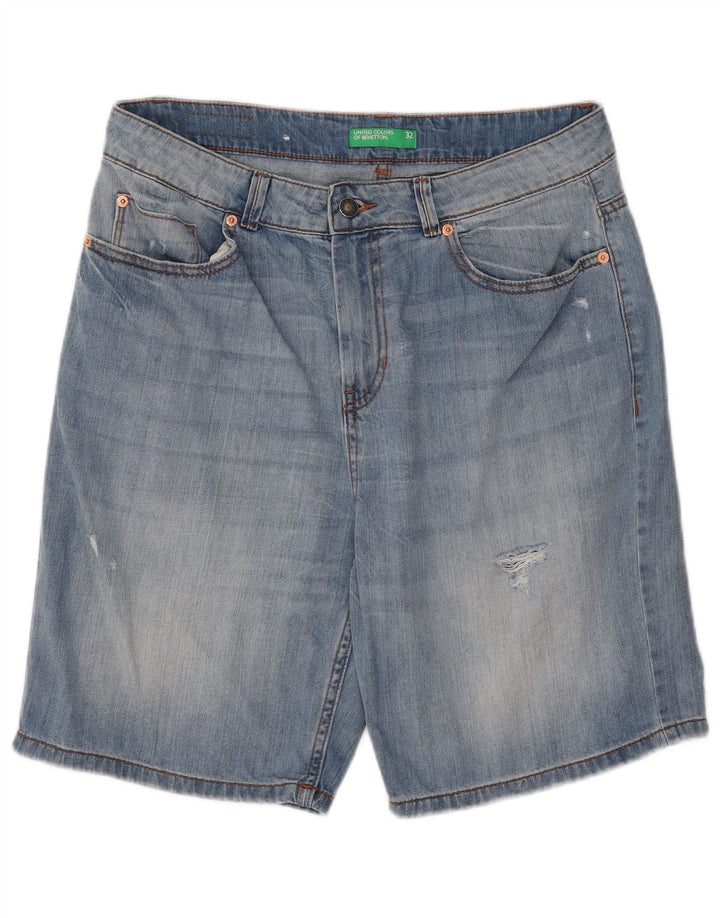 BENETTON Short en Jean W32 Homme Bleu Moyen