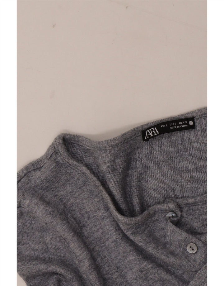 Zara Womens Crop Cardigan Top UK 10 Petit Gris