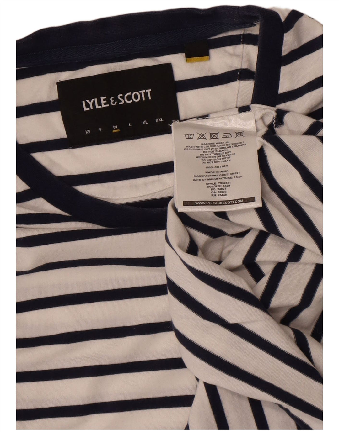 Lyle & Scott T-Shirt Homme Blanc Moyen Coton Rayé