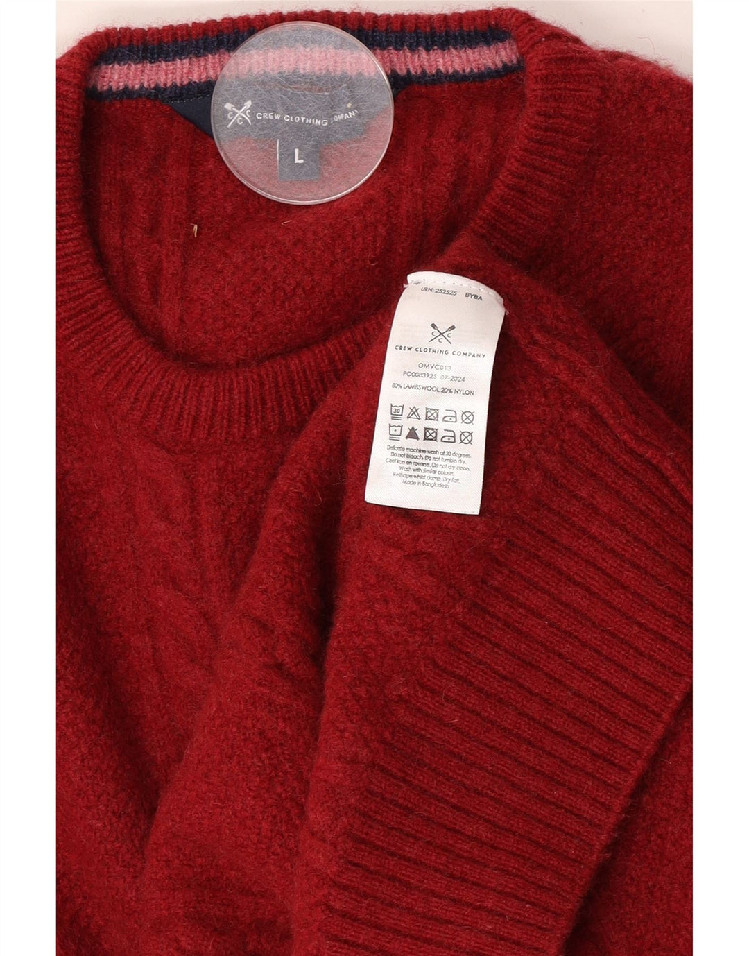 Crew Clothing Pull à col pour homme en laine d'agneau rouge Taille L