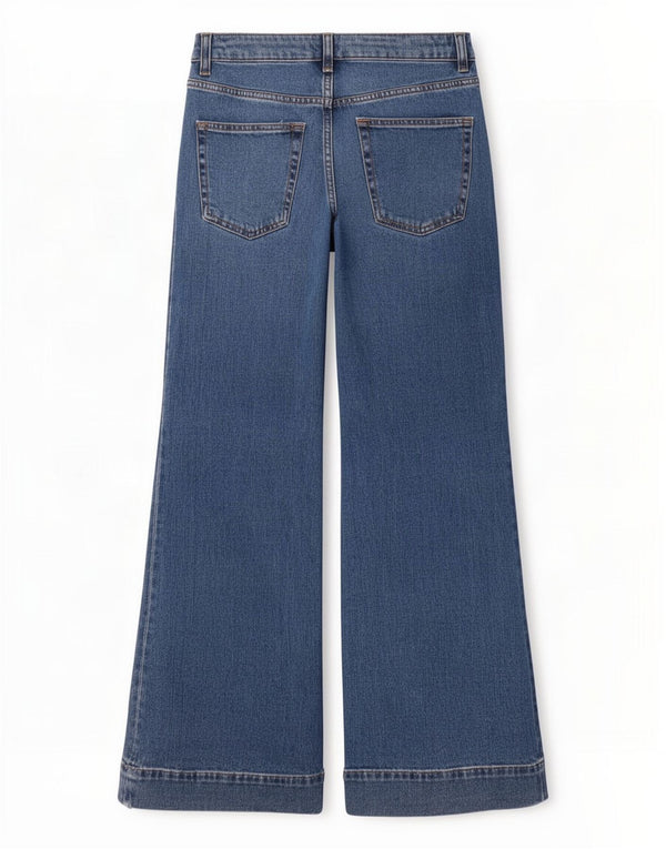 Marks & Spencer Jean évasé taille haute pour femme UK 10 Small W30 L30 Bleu