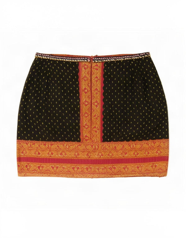 Zara Femme Mini Jupe Large W30 Vert Paisley