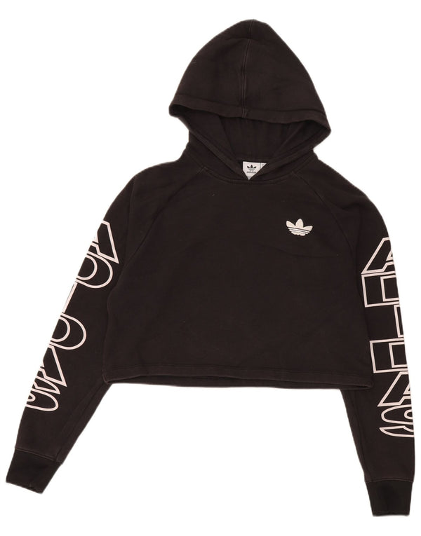 Adidas Pull à capuche surdimensionné pour femme Crop Graphic UK 6 XS en coton noir