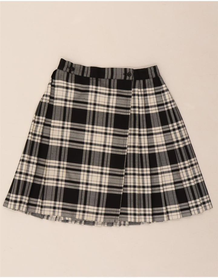 SASHA Womens Wrap Skirt UK 10 Small W26 Black Plaid Polyester Vintage Sasha and Second-Hand Sasha from Messina Hembry 